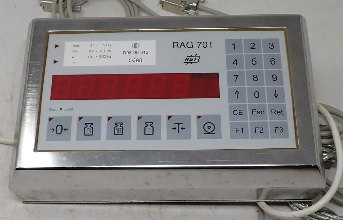 AST Rag 701 Weighing Terminal: Has an adapter on power cord, since it is wired European.