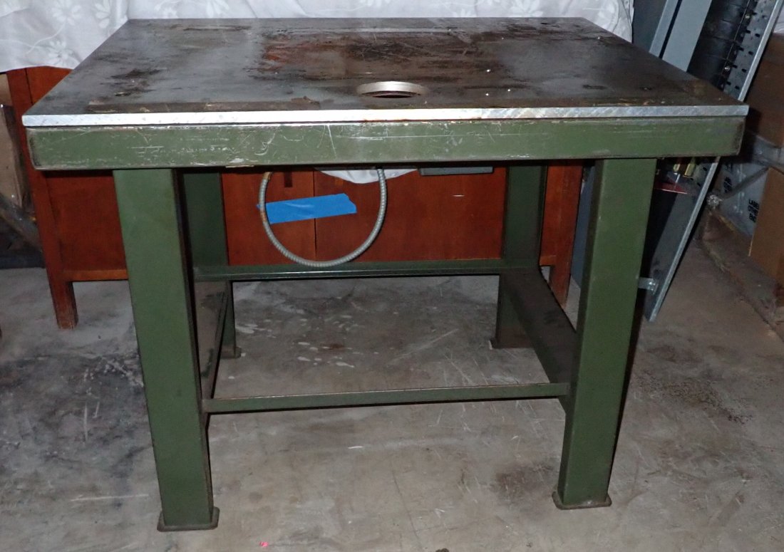 Industrial Table w/ Aluminum Top: Apprx 30" x 36" x 28 3/4" tall. NO SHIPPING