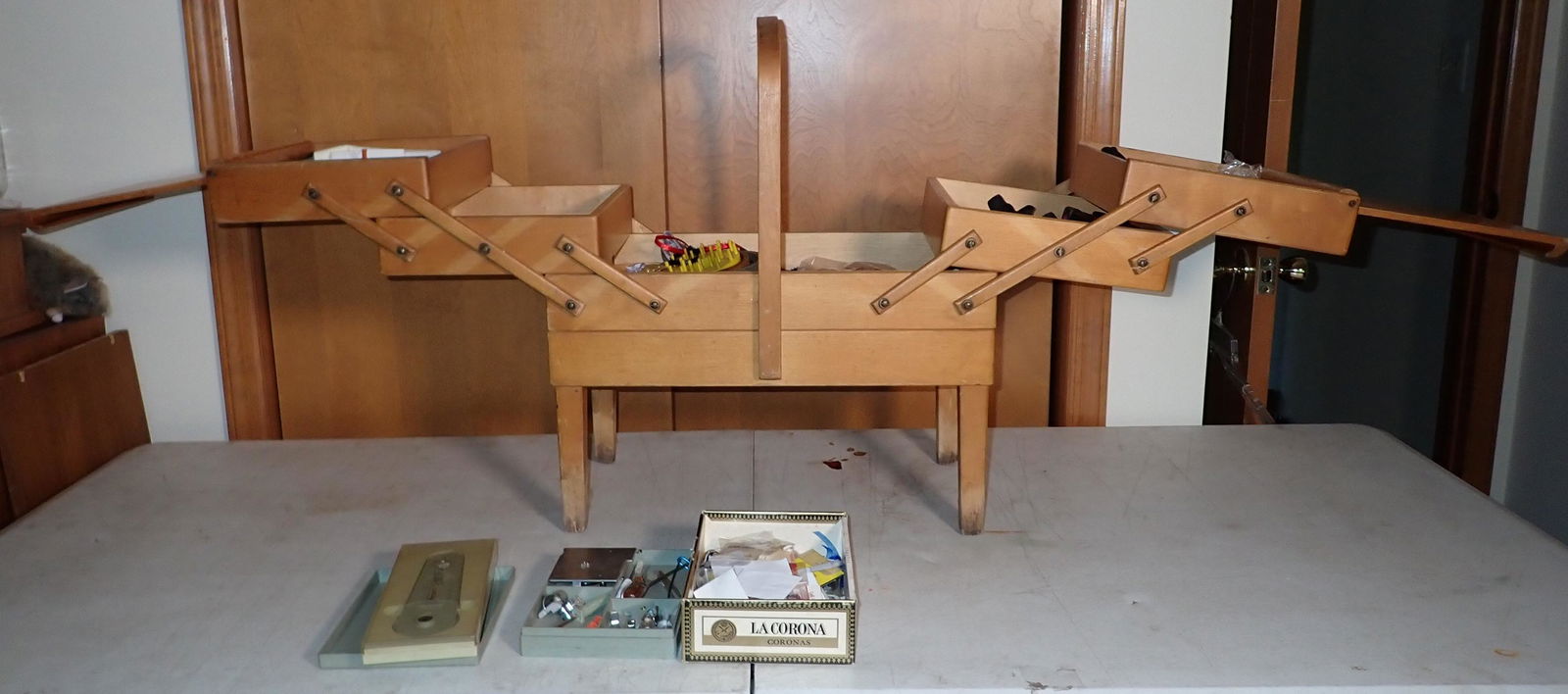 Sewing Box Pin Cushion & Supplies (1 of 12)