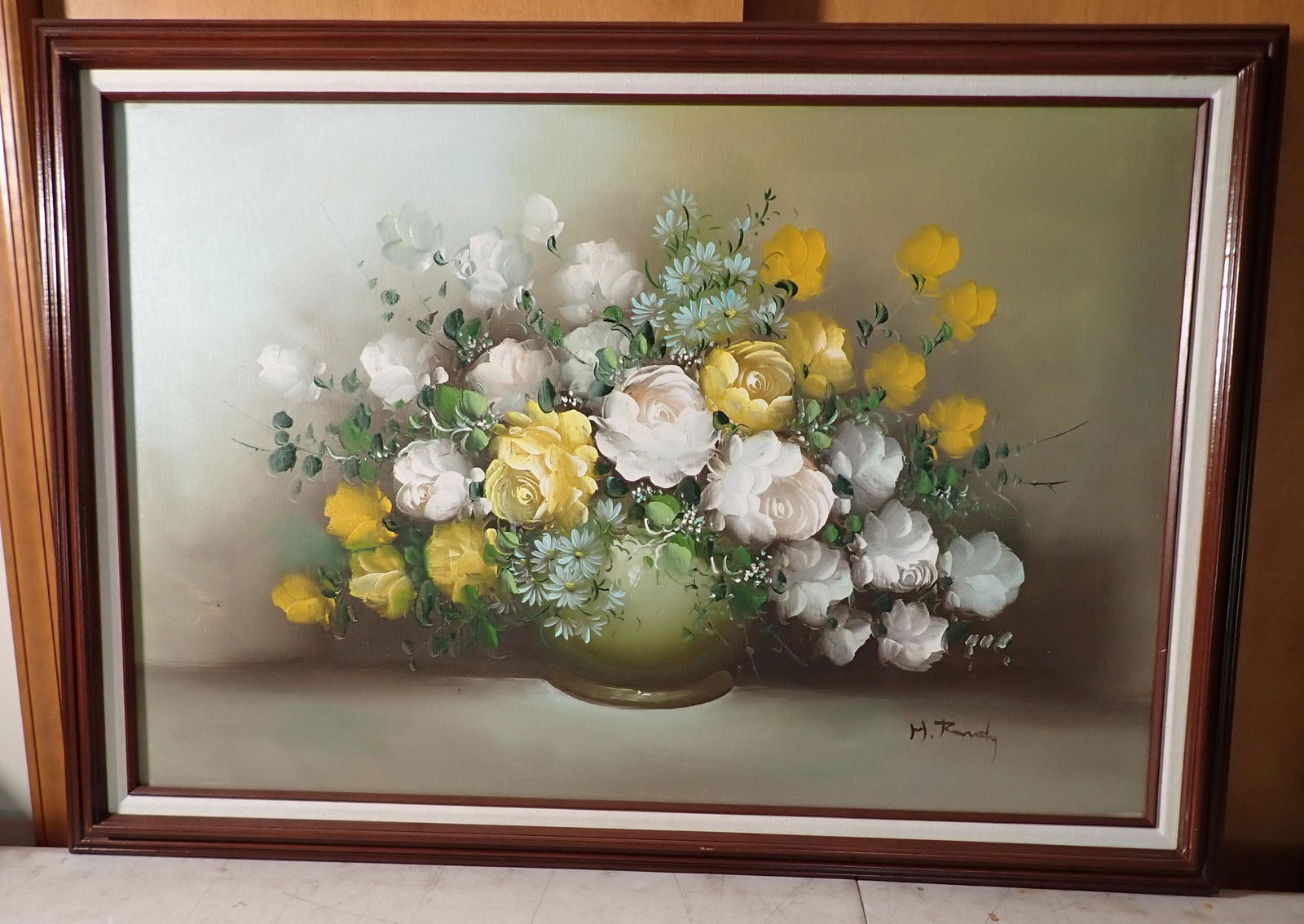 H Randy Oil On Canvas Floral Painting