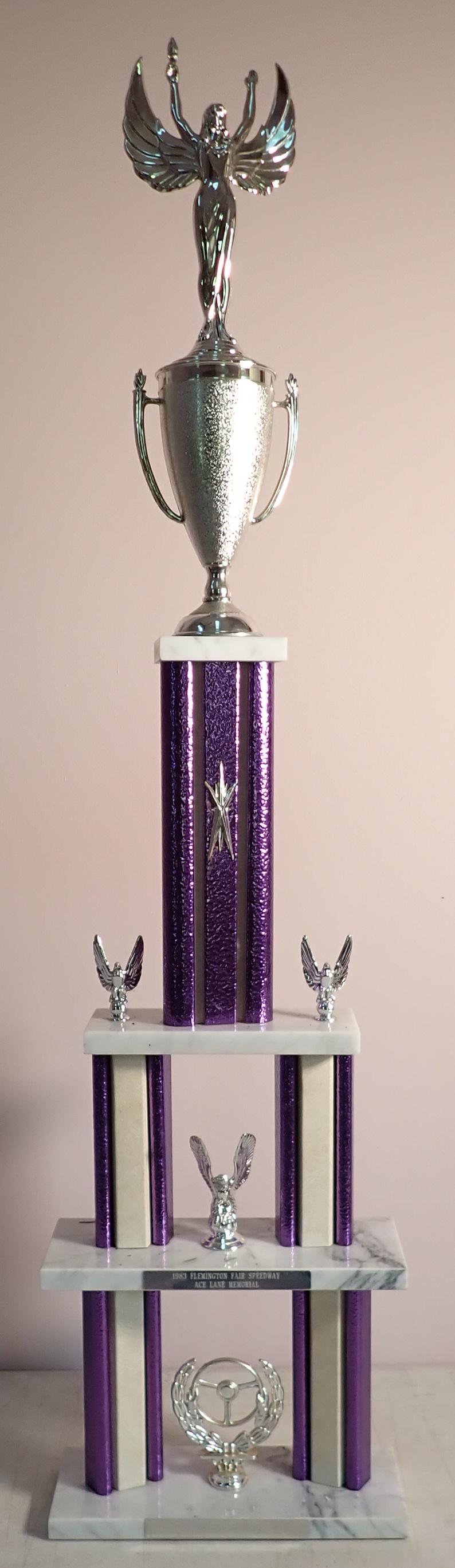 1983 Flemington Fair Speedway Trophy: Ace Lane Memorial Feature Winner Trophy is approx 49" tall