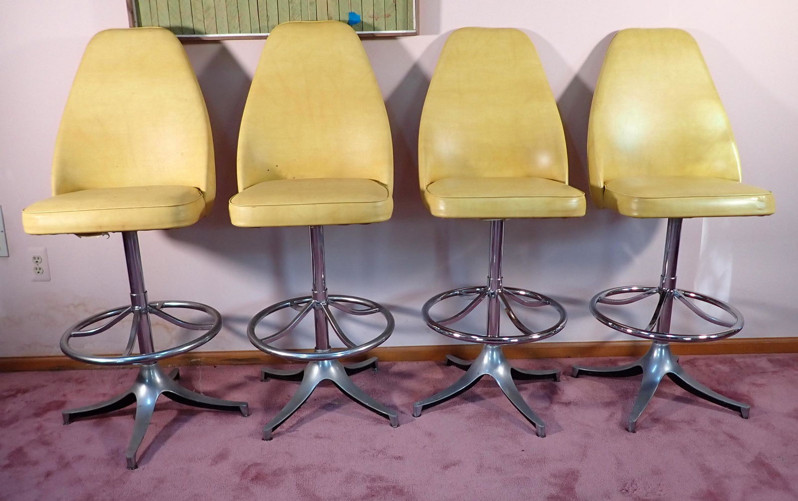 4 Vintage Cal Style Bar Stools w/ Aluminum Bases (1 of 9)
