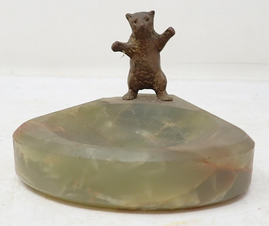 Brass Bear Ashtray w/ Marble Base (1 of 4)