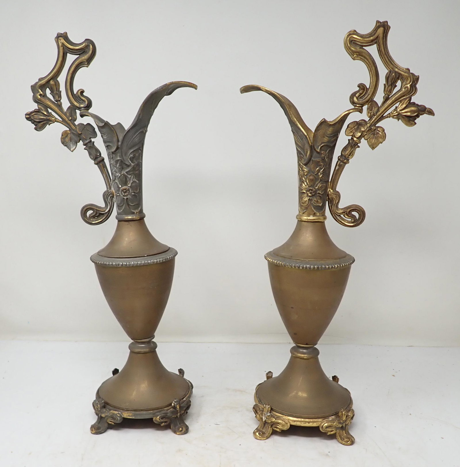 Pair of Brass Ewers: Approx 16" tall.
