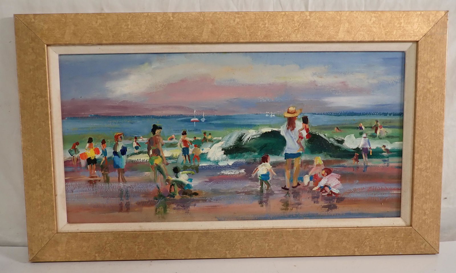 John Reilly Beach Oil on Board Painting (1 of 4)