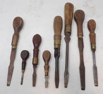 Antique Screwdrivers: Largest is approx 5/16" wide and 13" long