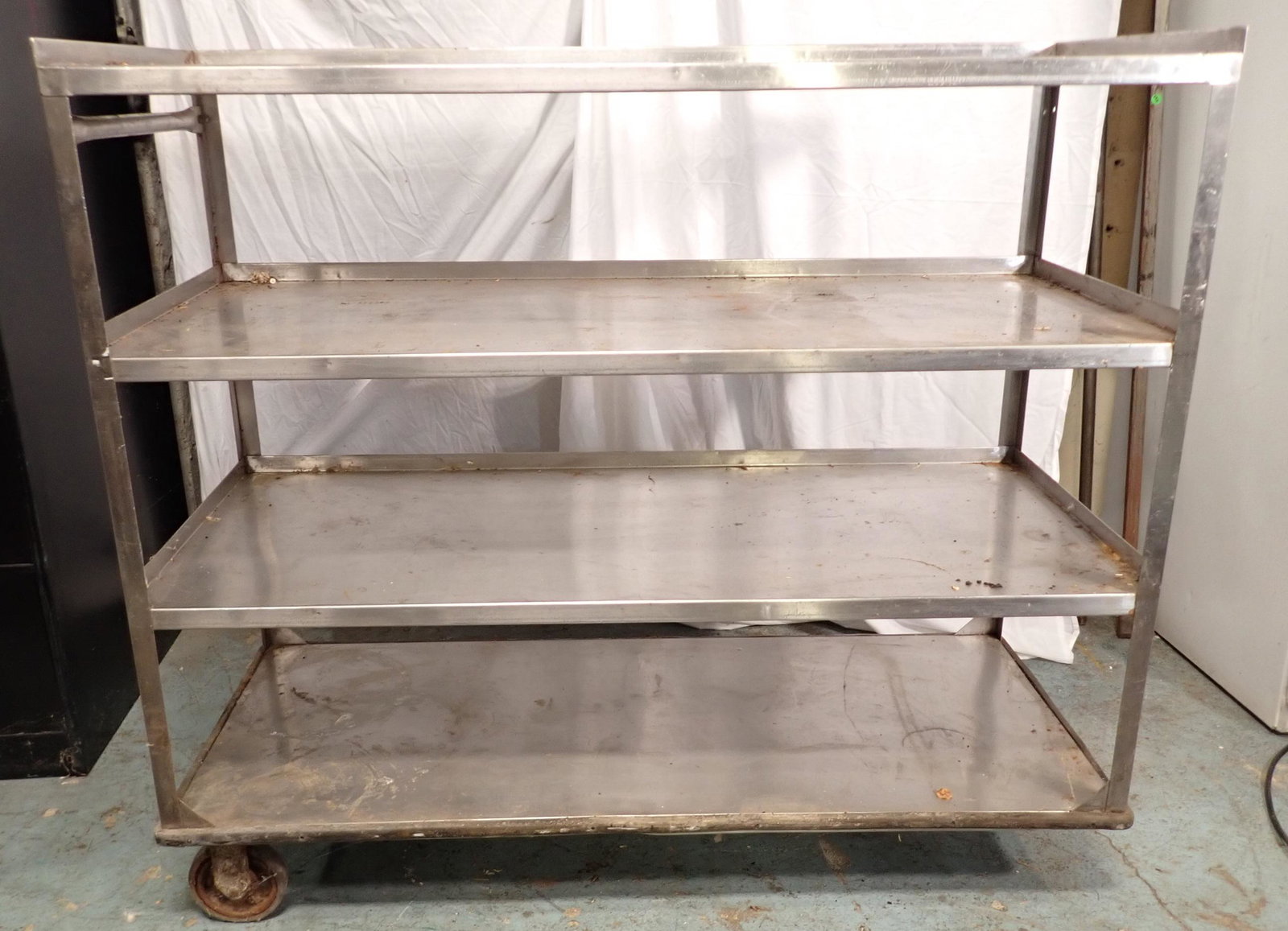 3 Wheeled Stainless Cart: Approx 21 1/4" x 50 1/2" x 45 1/2" tall. No shipping ! Bring help to load