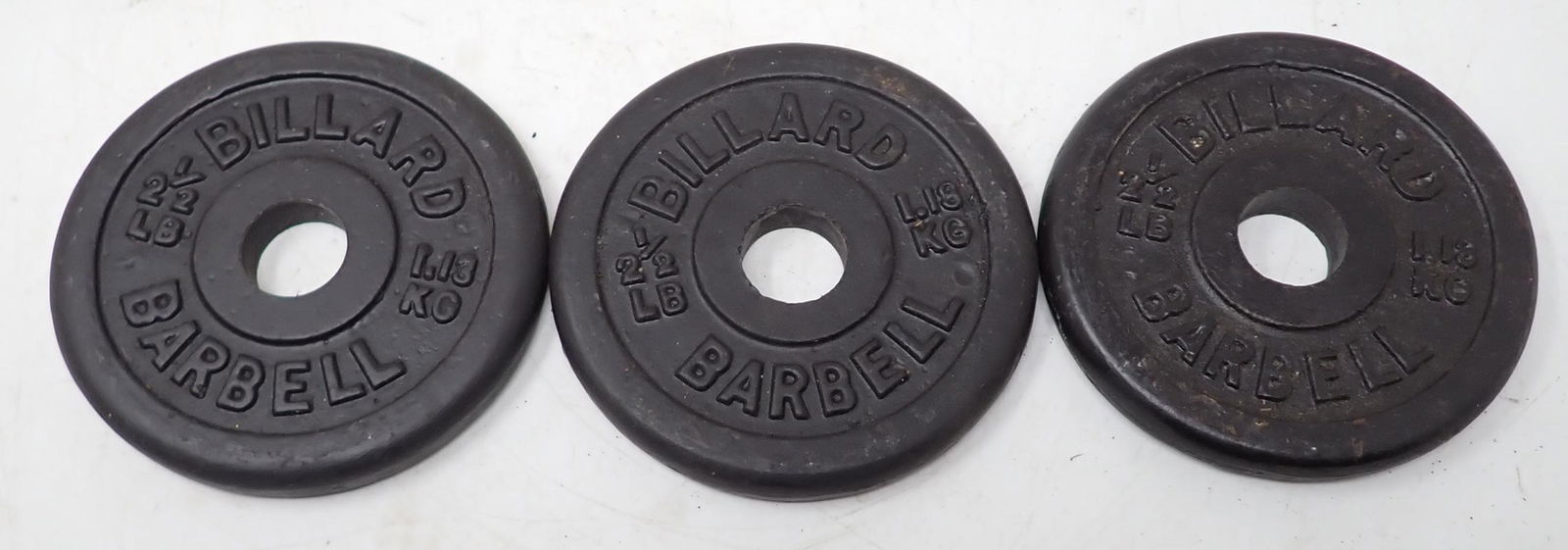 3 Vintage Billard 2 1/2lb Barbells: Getting all pictured