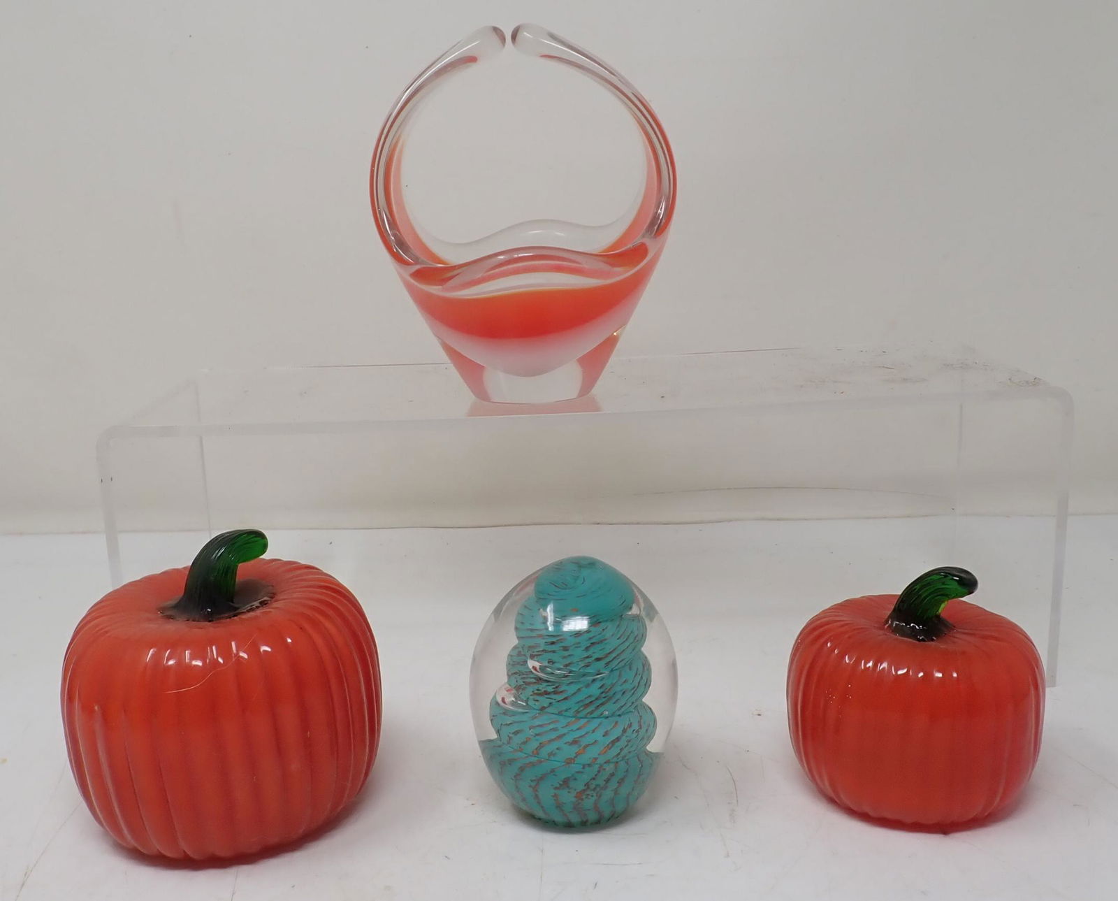 Art Glass Pumpkins Baskets & Paperweight (1 of 5)