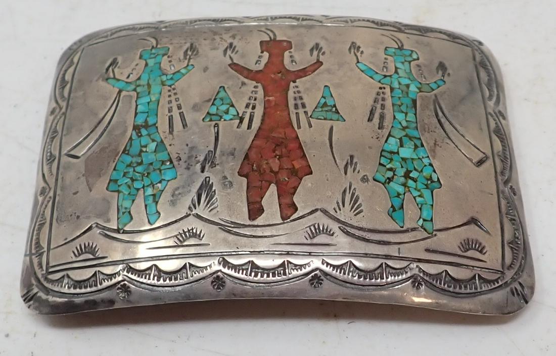 J Nezzie Navajo Belt Buckle: Approx 2 1/4" x 2 7/8"