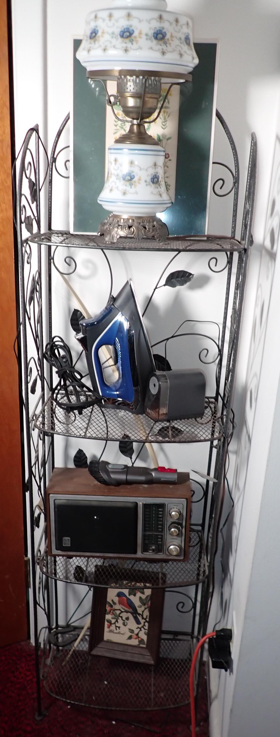 Metal Shelf Table Lamp & Misc Contents (1 of 3)