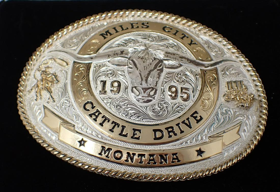 1995 Montana Silversmiths Cattle Drive Belt Buckle (1 of 3)