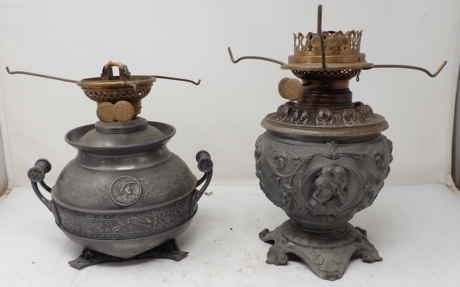 Pewter & Silverplate Oil Lamps (1 of 10)