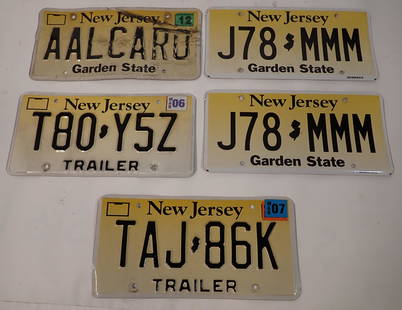 Vintage New Jersey License Plates: NJ plates