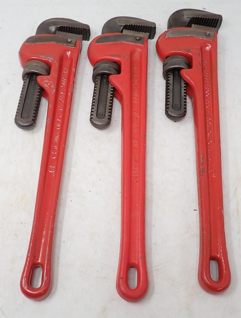 3 Rigid 18" Pipe Wrenches (1 of 2)