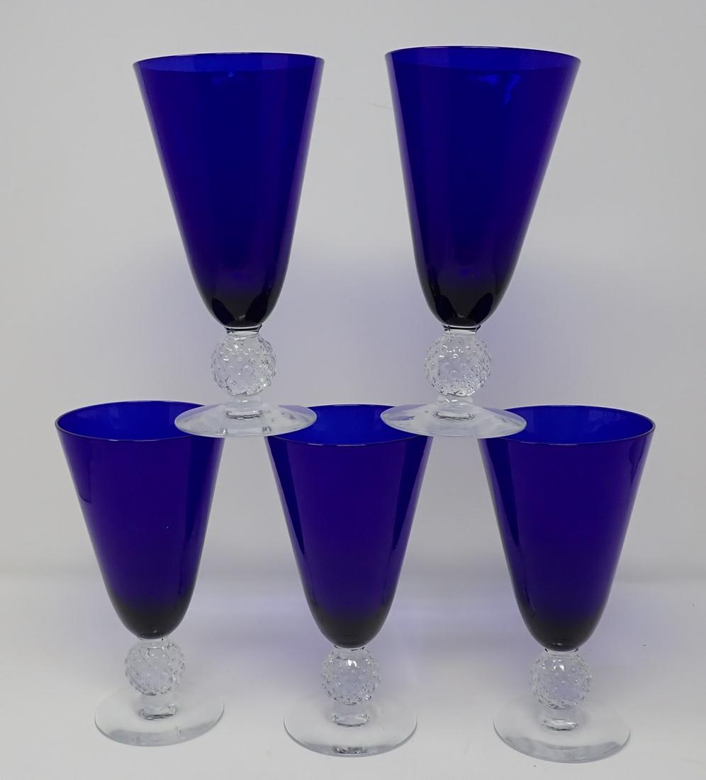 Set of 5 Goblets: Approx 3 1/2" in diameter and 6 3/4" tall