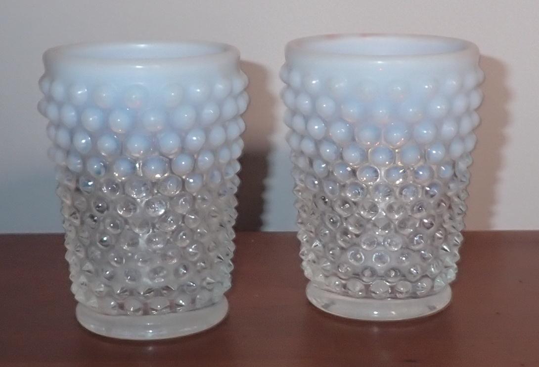 2 Fenton Opalescent Tumblers: Approx 3" in diameter and 4 1/4" tall