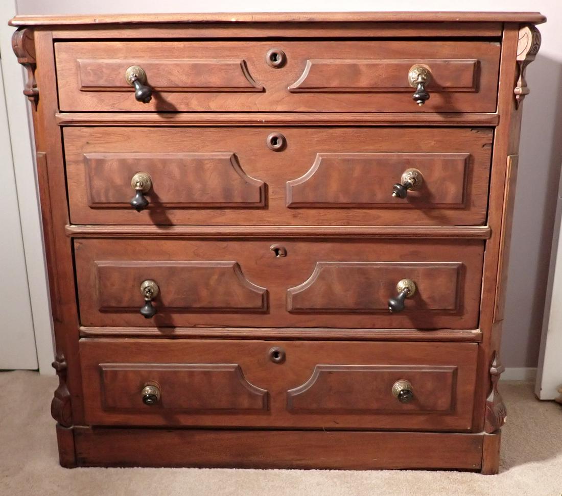 4 Drawer Walnut Chest (1 of 3)