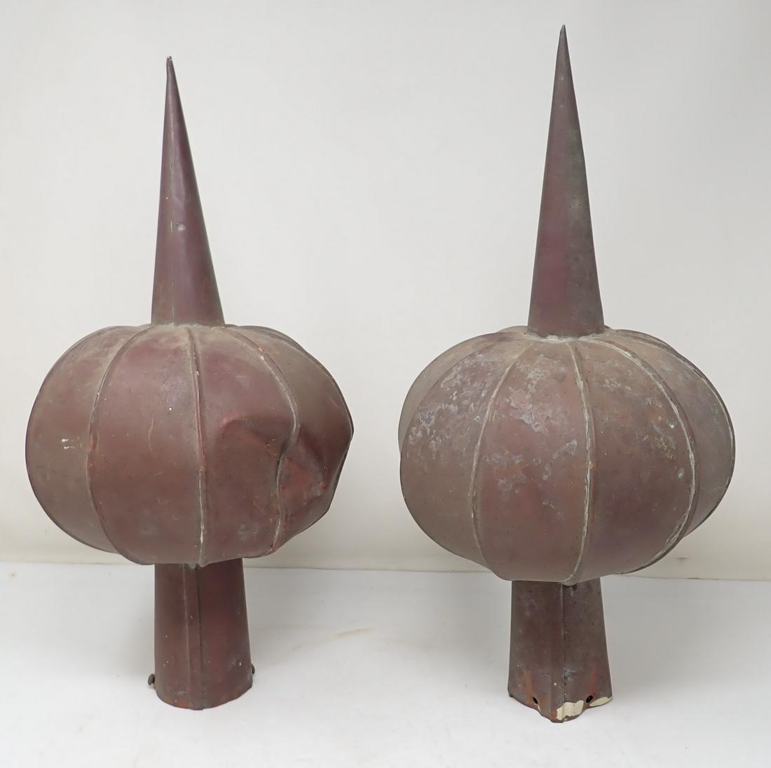 Copper Post Caps: 8" in diameter and 16 1/2" tall.