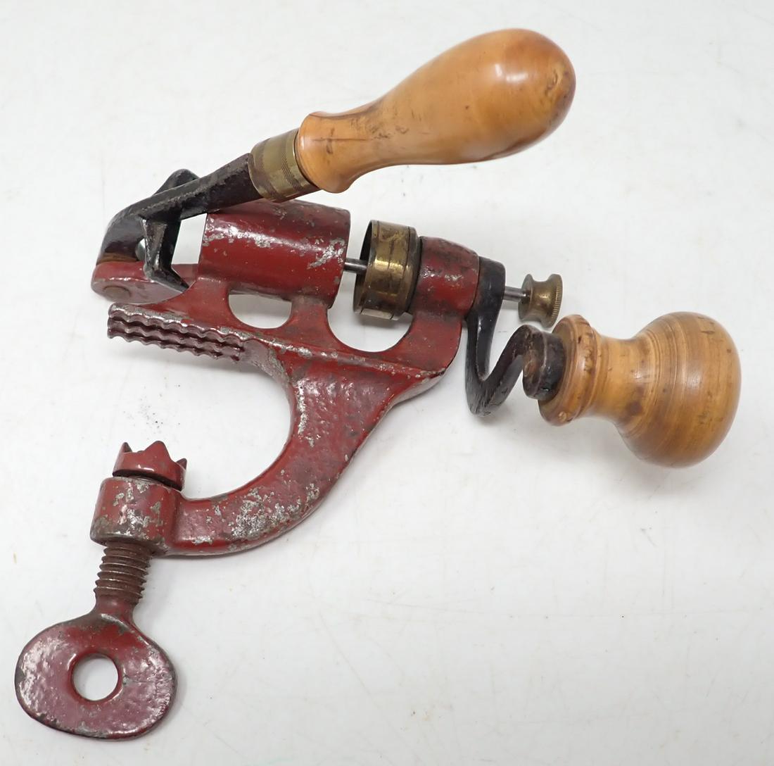 Antique Clamp On Reloader: Inside diameter is approx 7/8". Total height is 5 1/2"
