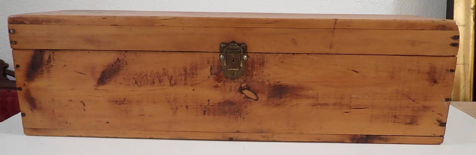 Antique Wooden Tool Box: Appprx 11 1/4" x 36 1/2" x 10 3/4" tall. NO SHIPPING!