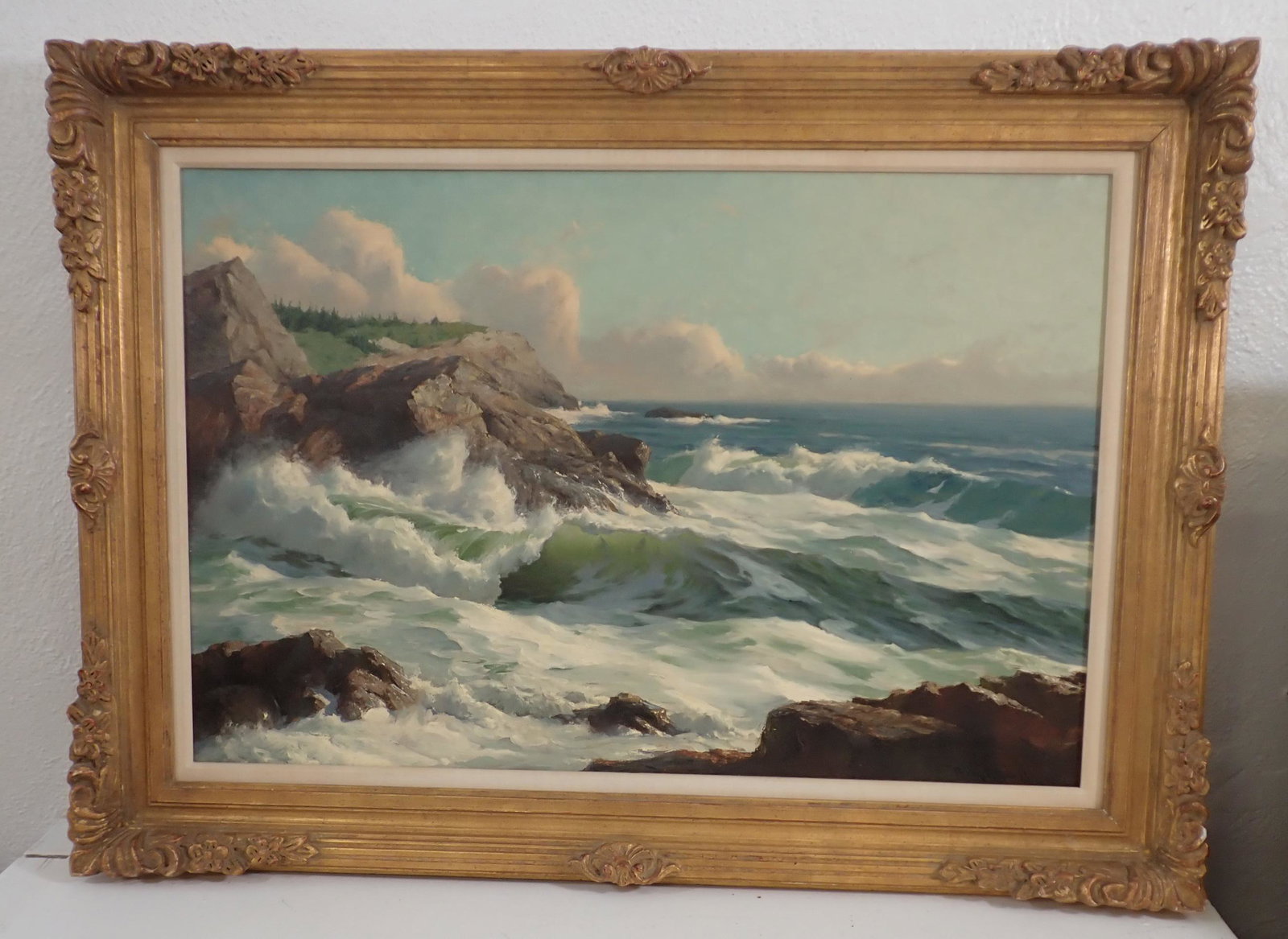 Walter Brightwell Seascape Oil On Canvas Painting: Apprx 32 1/4" x 44"