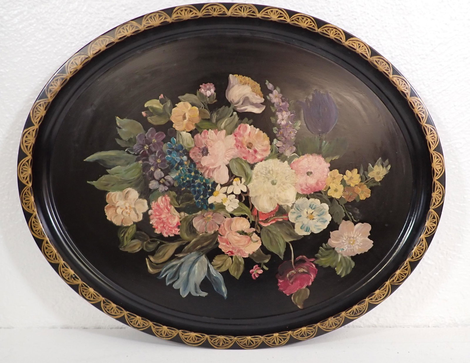 Hand Painted MA Deibert Toleware Serving Tray (1 of 3)