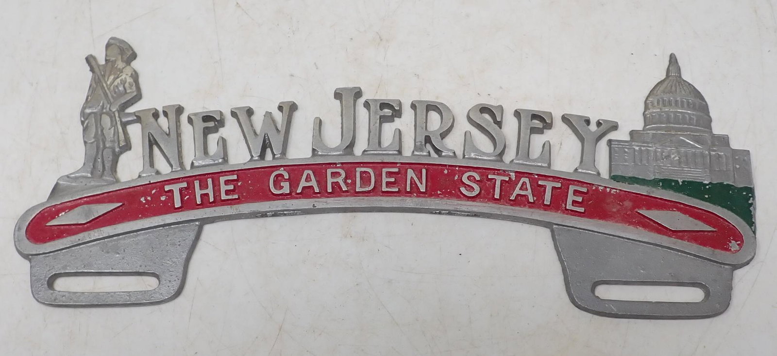 New Jersey Aluminum License Plate Topper: Approx 11 1/4" long