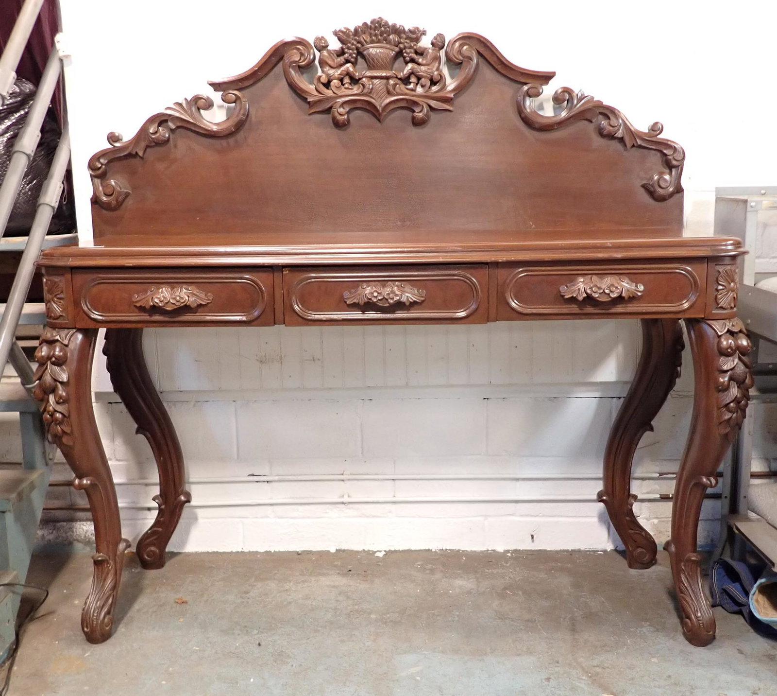 Large Carved Walnut Console Table (1 of 13)