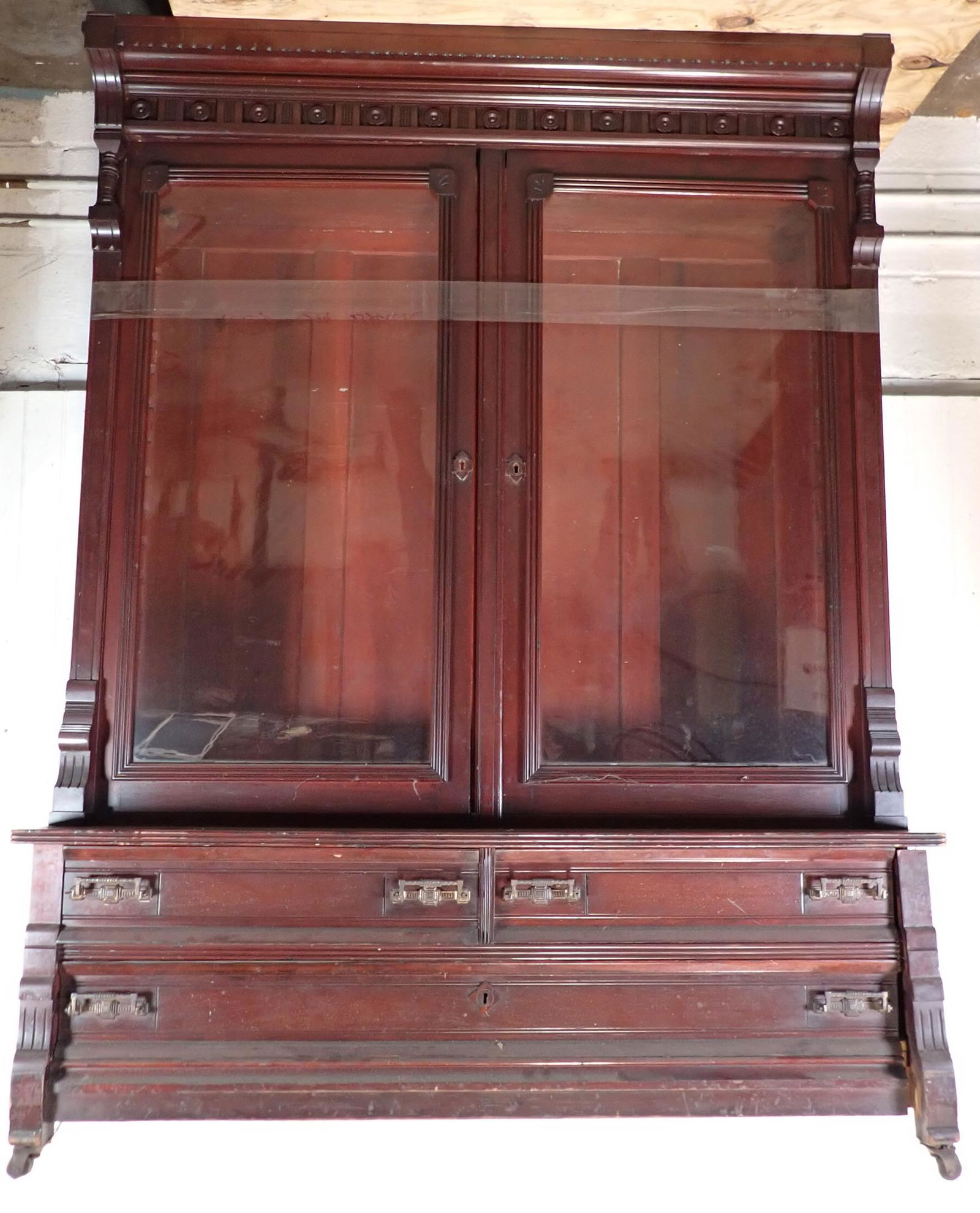 Walnut Victorian 2 Door Bookcase (1 of 7)