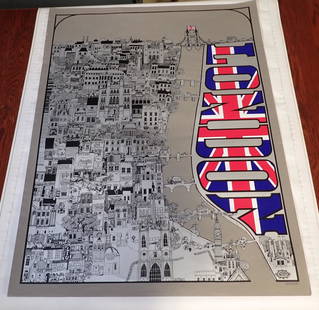 1968 David Schiller Sparta Graphics London Poster: Original John Johson poster is approx 30" x 40"