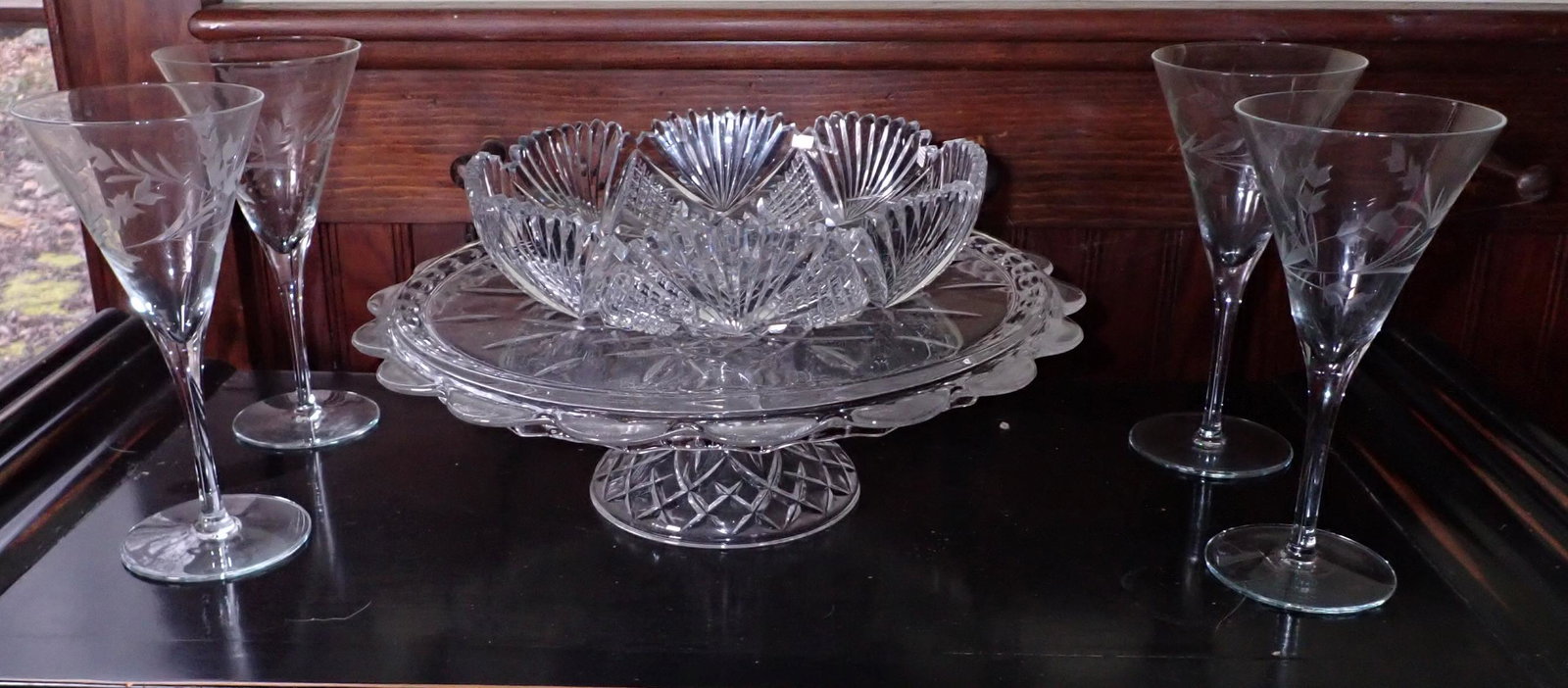 Cake Stand Cut Glass Bowl Stemware (1 of 4)