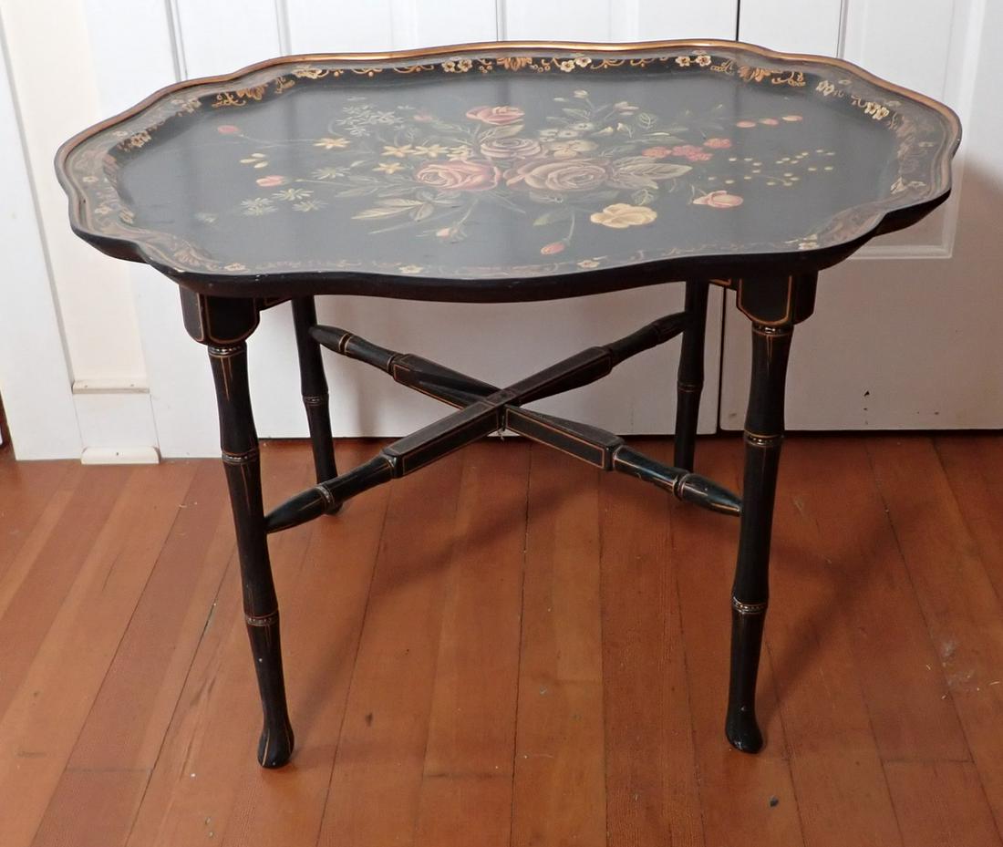 Wooden Toleware Butler Tray & Stand (1 of 6)