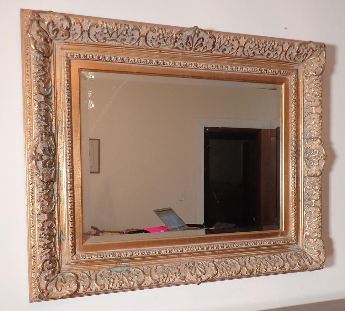 Gold Gilt Mirror: Approx 27" x 33". NO SHIPPING