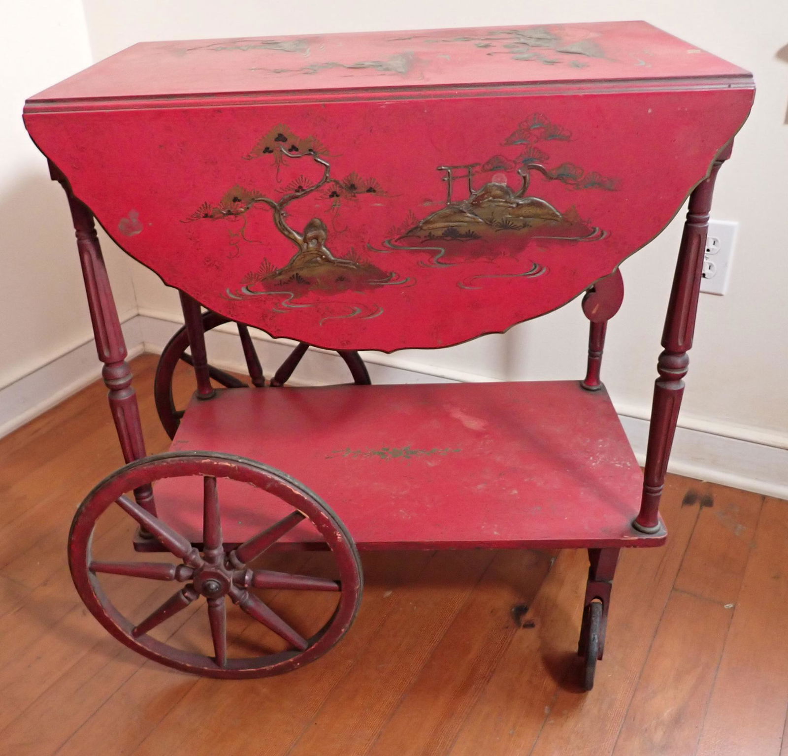 Paalman Furniture Oriental Teacart in Red Paint (1 of 12)