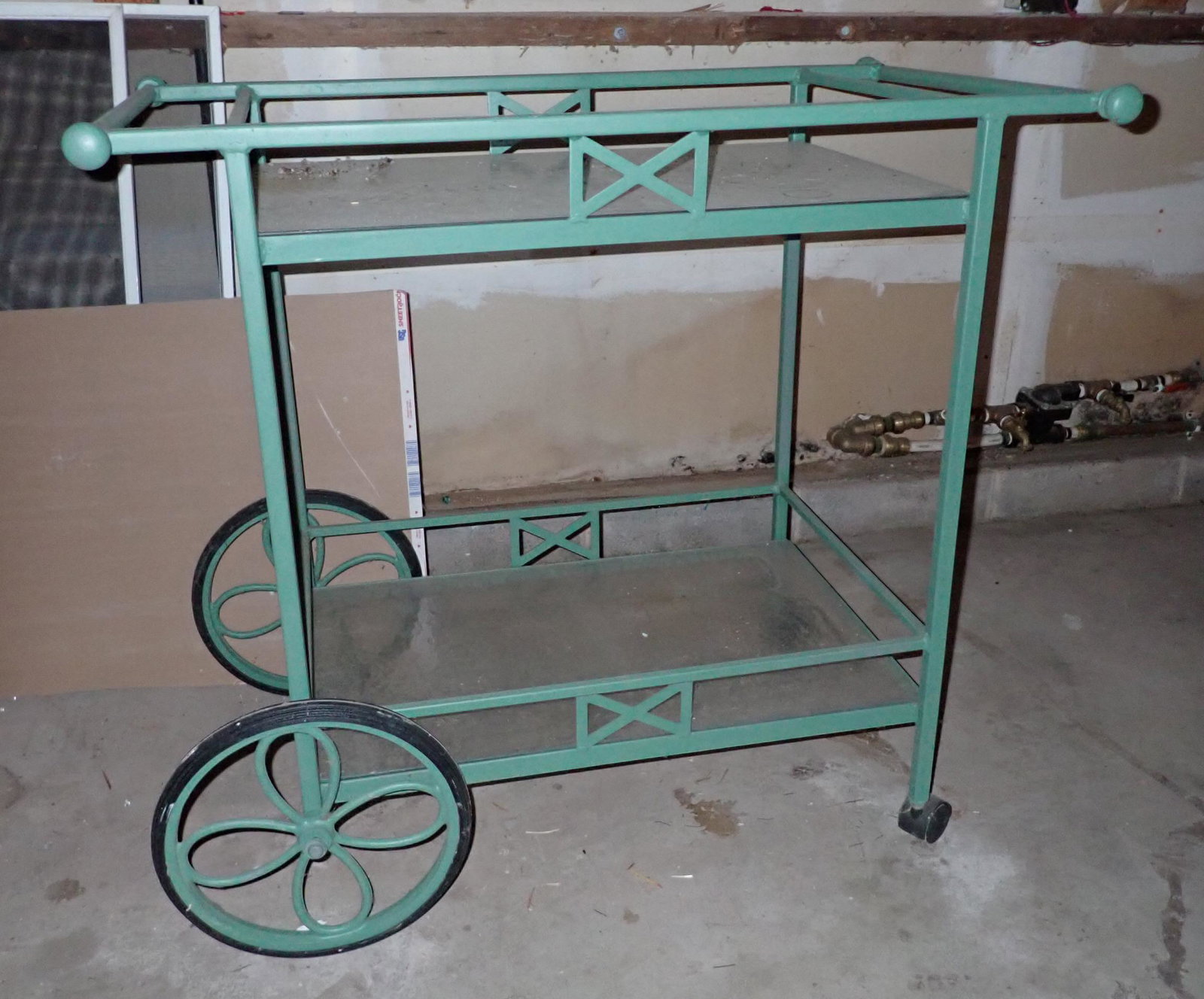 Metal Plant / Garden Cart: Approx 23" x 38" x 34 1/2" tall. NO SHIPPING