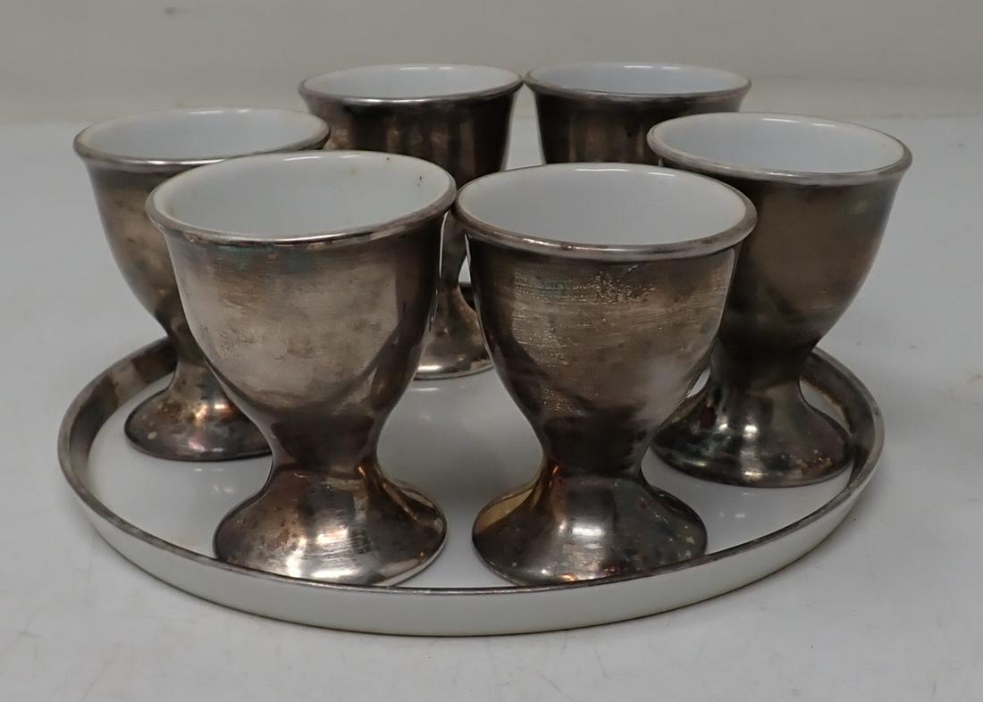 Bavaria Egg Cups and Tray: Tray is approx 6 1/2" in diameter