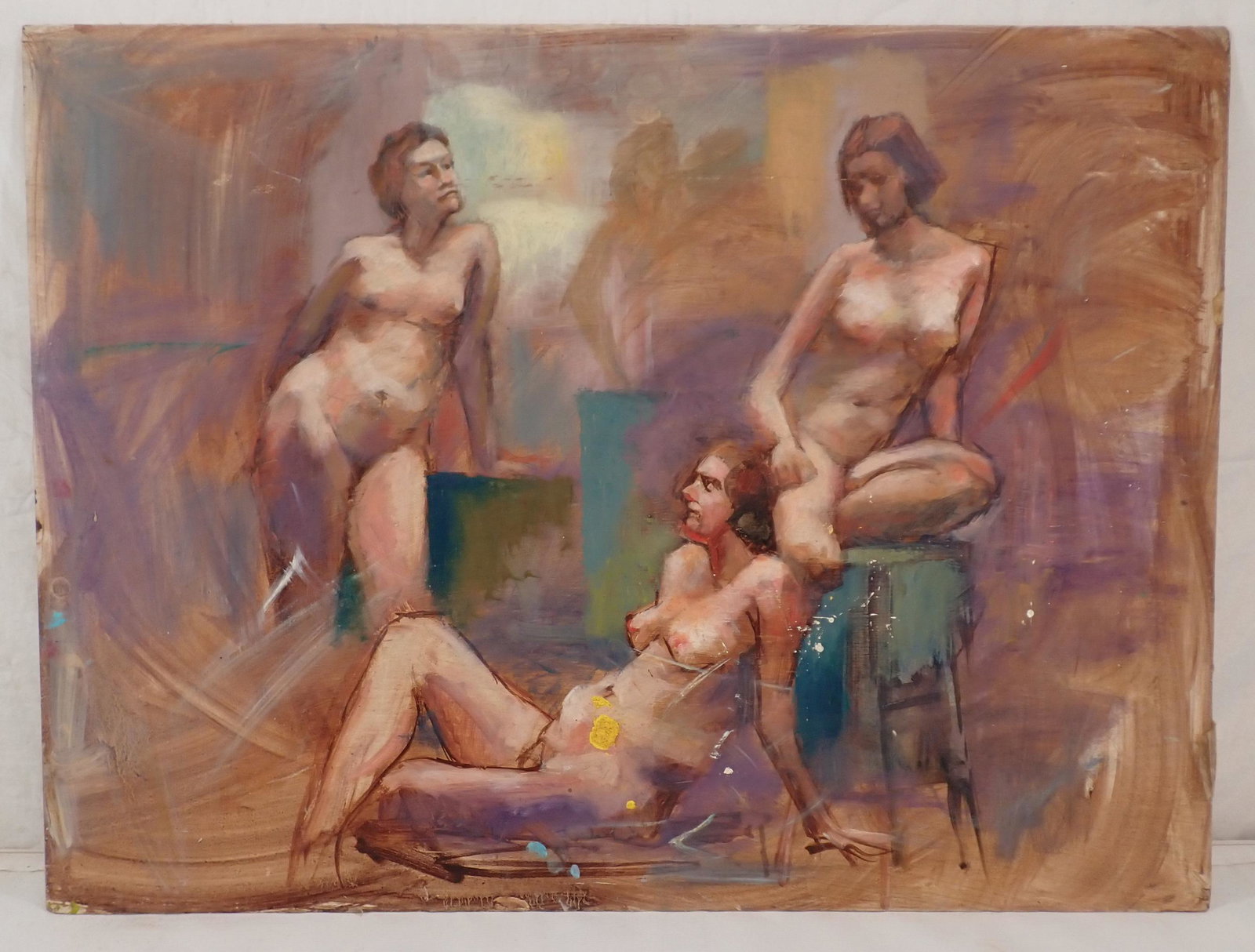 John Reilly Threesome Nudes Oil Painting (1 of 5)