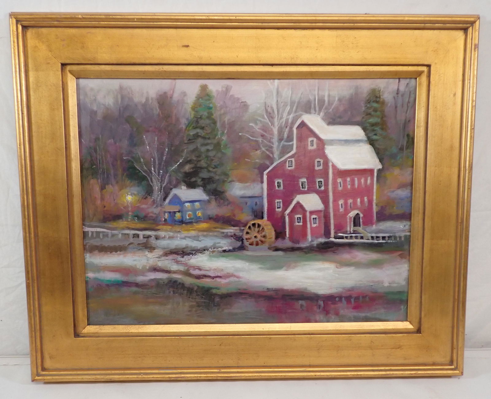 John Reilly Clinton NJ Mill Oil on Board Painting (1 of 3)