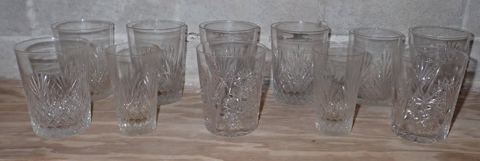 Crystal Tumblers & Juice Glasses: Largest are approx 3" in diameter and 4" tall. No shipping