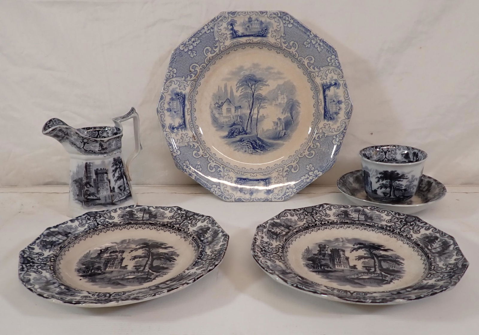 Foliage Transferware Creamer Cup Saucer Plates (1 of 9)