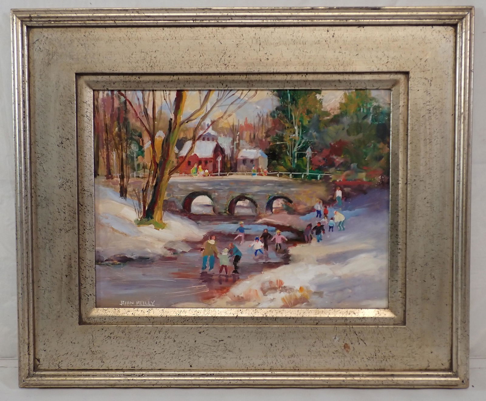 John Reilly Ice Skating Winter Scene Painting (1 of 5)