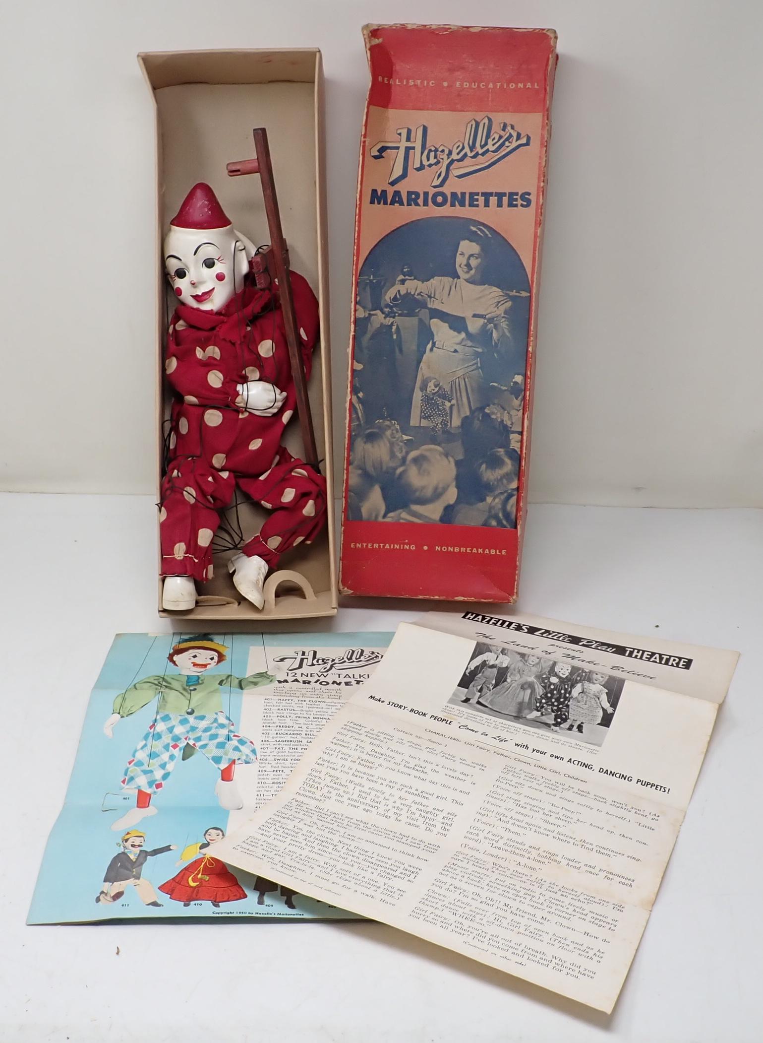 Hazelle's Teto Clown Marionette No. 801: Comes with box and literature
