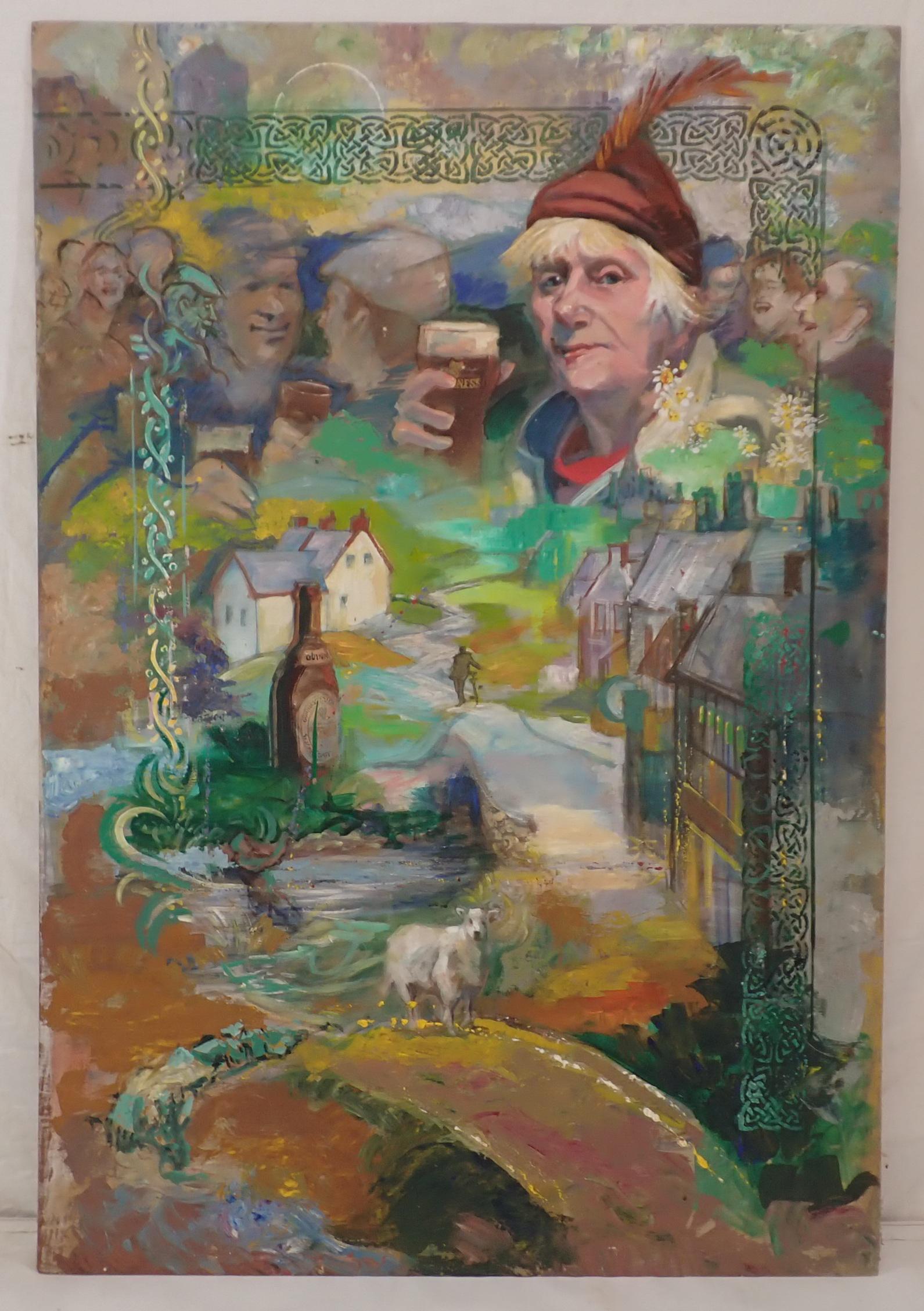 John Reilly Guinness Beer Irish Painting: Oil Painting on board is approx 31 1/2" x 46"