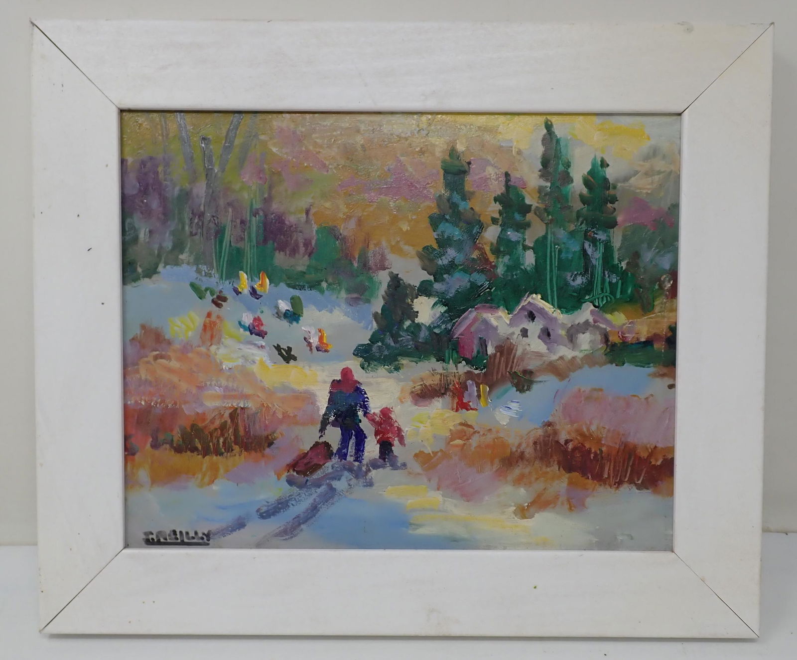 John Reilly Snow Scene Oil on Board Painting (1 of 3)