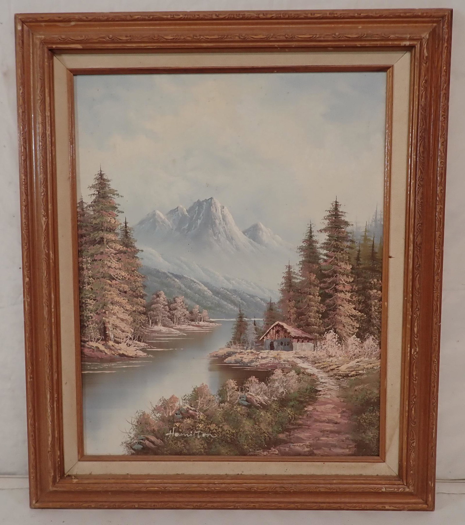 Hamilton Oil on Canvas Painting: Approx 21 3/4" x 25 1/2"