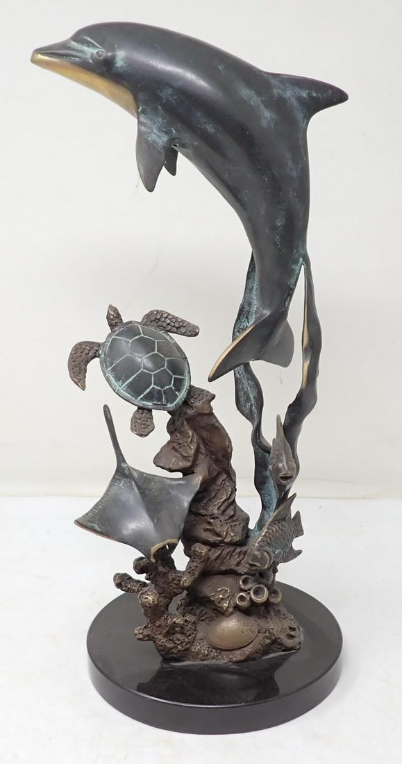 SPI Brass Dolphin Sea Turtle Stingray Sculpture (1 of 5)