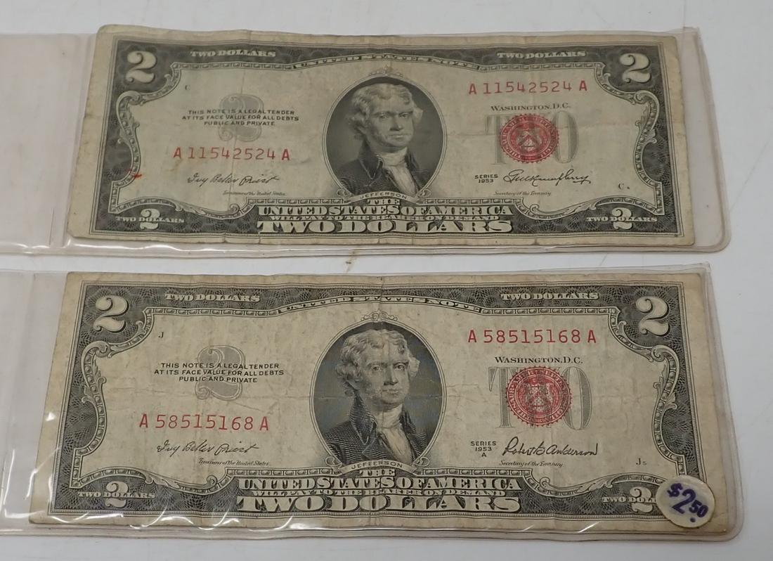 1953 1953A Red Seal Two Dollar Bills (1 of 4)