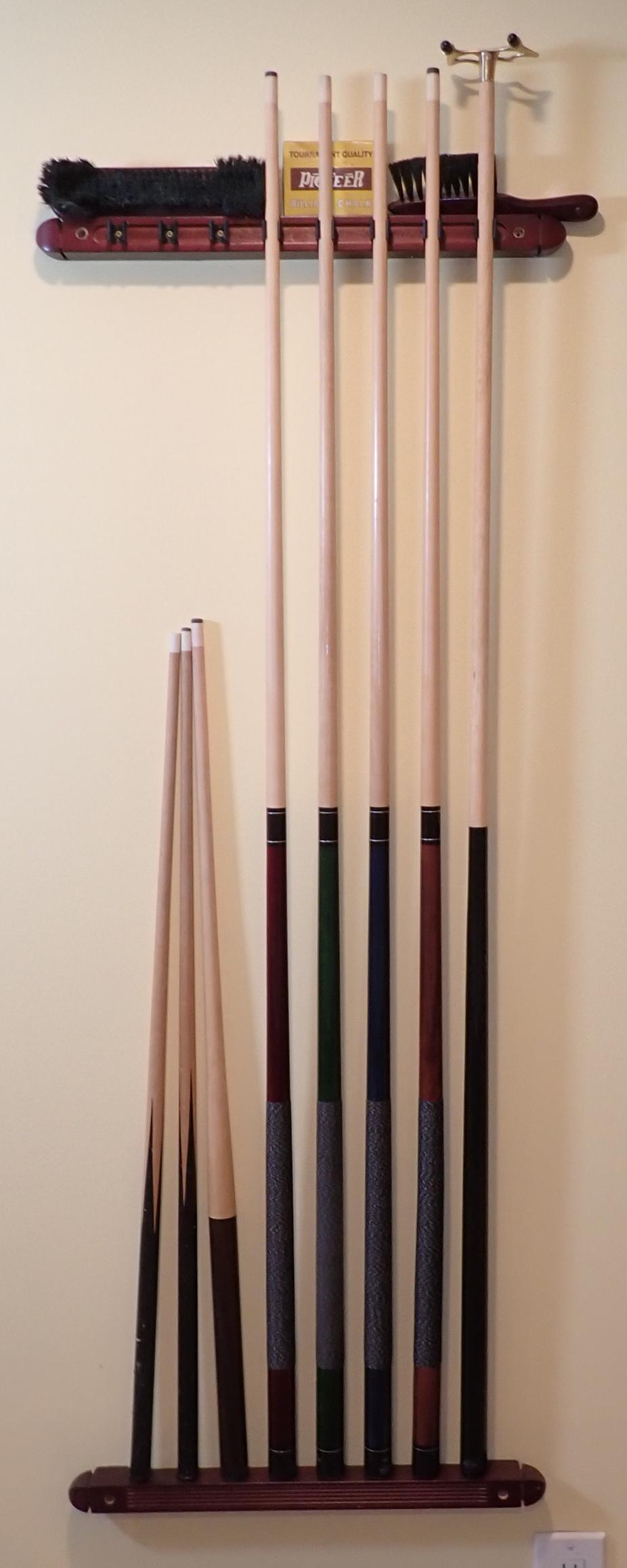 Pool Sticks & Rack: Buyer bring tools to safely remove rack from wall. NO SHIPPING !