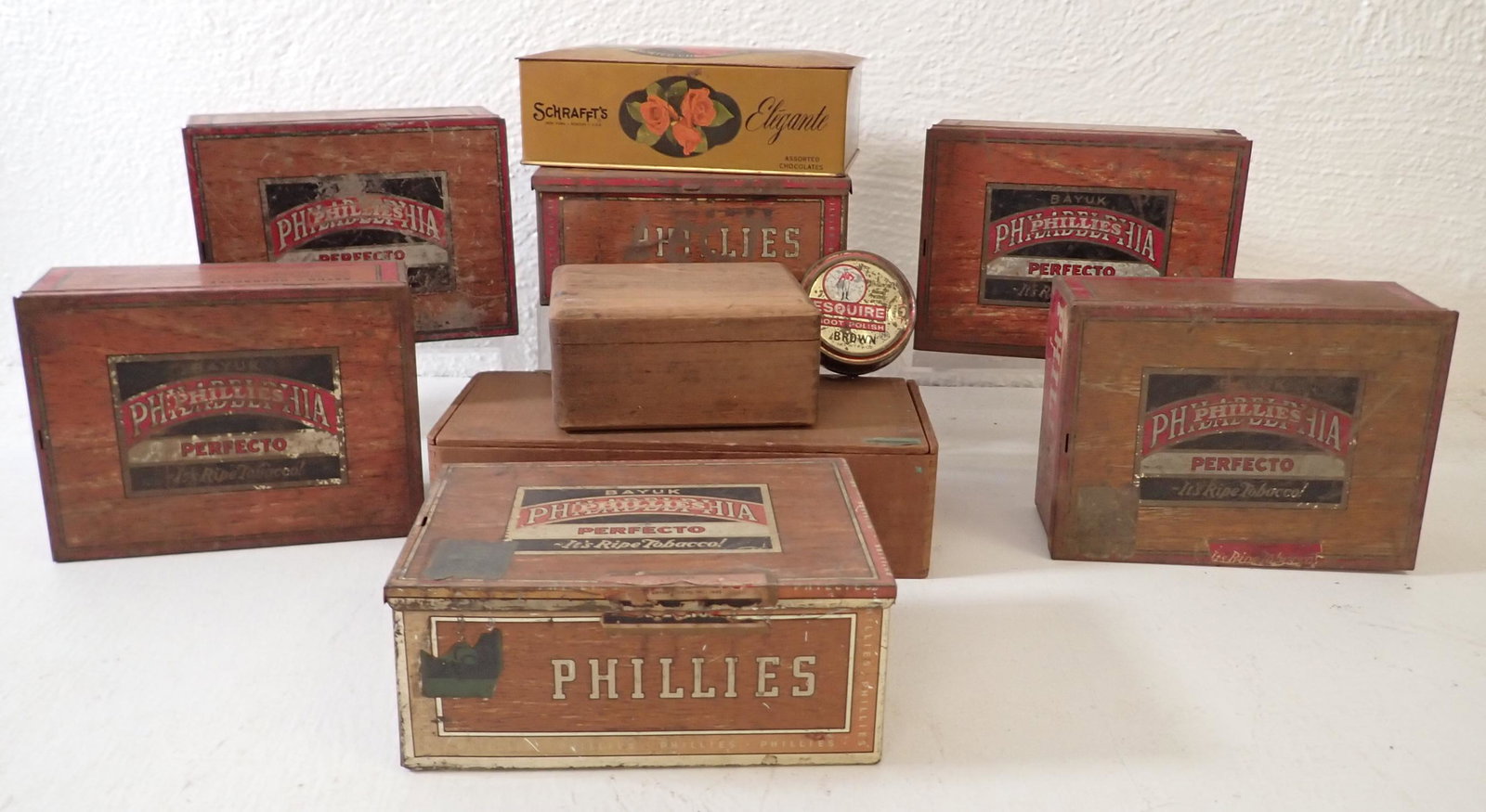 Phillies Cigar Tins Misc Boxes incl Schrafft's Chocolate (1 of 2)